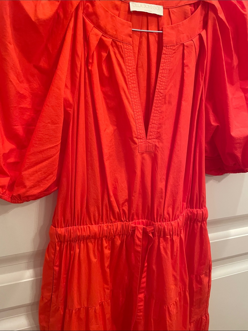 Ulla Johnson orange puff sleeved tiered midi dress sz 6 - Picture 7 of 9